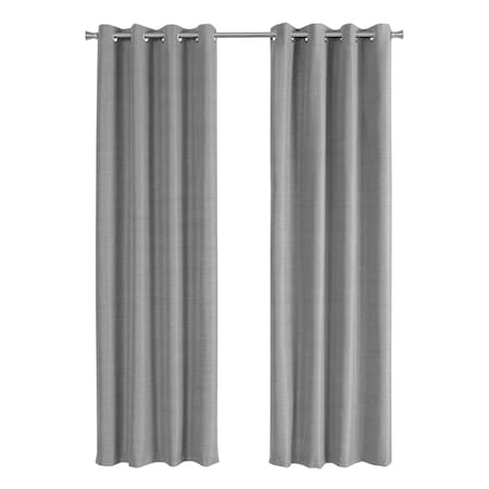 Monarch Specialties Curtain Panel Set, 54"W X 95"L, Grommet, Bedroom, Kitchen, Thermal Insulation, Grey, PK2 I 9842
